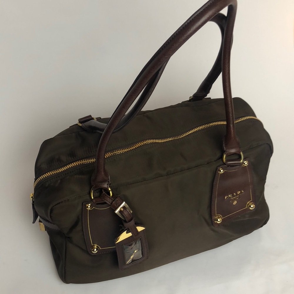 Authentic Prada nylon and leather handbag